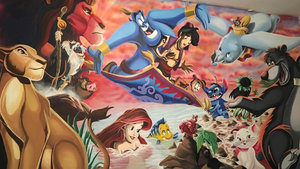 Timelapse Video of a Dad Painting an Amazing Disney Mural in His Young Daughter's Room