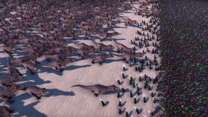 Watch 20,000 Jedi Knights Battle 3,000 T-Rex's in This Ridiculously Fun Simulation