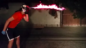 Watch: This Crazy, Cyclops-Inspired Flamethrower Visor Seems Like a Really Bad Idea